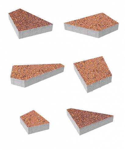 Тротуарные плиты "ОРИГАМИ" - Б.4.ФСМ.8 Листопад гранит Барселона, комплект из 6 видов плит