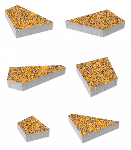 Тротуарные плиты "ОРИГАМИ" - Б.4.Фсм.8 Листопад гладкий Янтарь, комплект из 6 видов плит