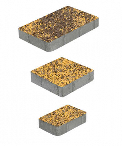 Тротуарная плитка "СТАРЫЙ ГОРОД" - А.1.ФСМ.4 Листопад гладкий Янтарь, комплект из 3 видов плит