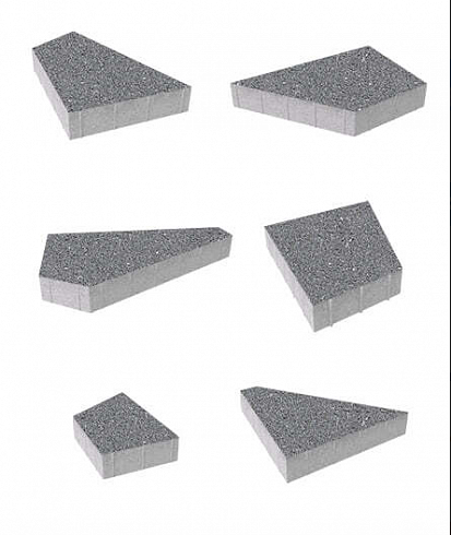 Тротуарные плиты "ОРИГАМИ" - Б.4.ФСМ.8 Гранит Серый, комплект из 6 видов плит