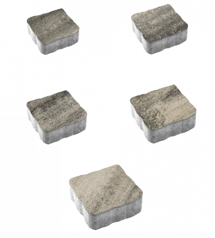 Тротуарные плиты "АНТИК" - Б.3.А.6 Листопад гладкий Антрацит, комплект из 5 видов плит