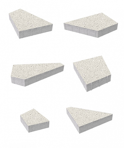 Тротуарные плиты "ОРИГАМИ" - Б.4.ФСМ.8 Гранит Белый, комплект из 6 видов плит