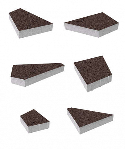 Тротуарные плиты "ОРИГАМИ" - Б.4.ФСМ.8 Гранит Коричневый, комплект из 6 видов плит