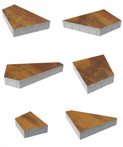 Тротуарные плиты "ОРИГАМИ" - Б.4.Ф см.8 Листопад гладкий Мустанг, комплект из 6 видов плит