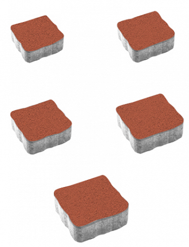 Тротуарные плиты "АНТИК" - Б.3.А.6 Стандарт Красный, комплект из 5 видов плит