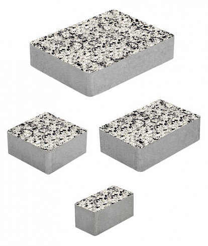 Тротуарная плитка "МЮНХЕН" - Б.2.ФСМ.6 Стоунмикс Бело-чёрный, комплект из 4 видов плит