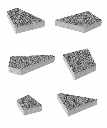 Тротуарные плиты "ОРИГАМИ" - Б.4.ФСМ.8 Гранит Серый с чёрным, комплект из 6 видов плит