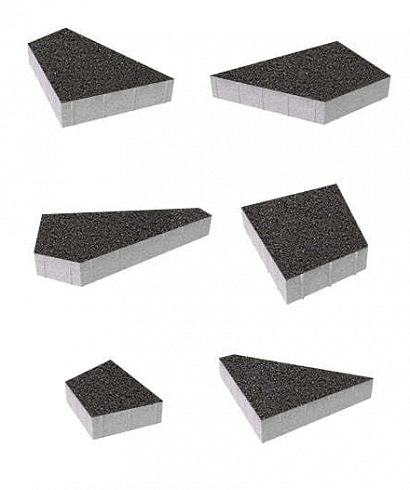 Тротуарные плиты "ОРИГАМИ" - Б.4.ФСМ.8 Гранит Чёрный, комплект из 6 видов плит