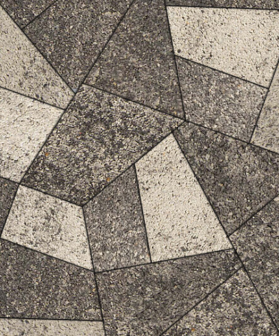 Тротуарные плиты "ОРИГАМИ" - Б.4.ФСМ.8 Листопад гранит Антрацит, комплект из 6 видов плит