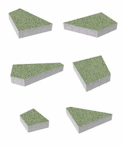 Тротуарные плиты "ОРИГАМИ" - Б.4.ФСМ.8 Стандарт (Гладкий) Зелёный, комплект из 6 видов плит